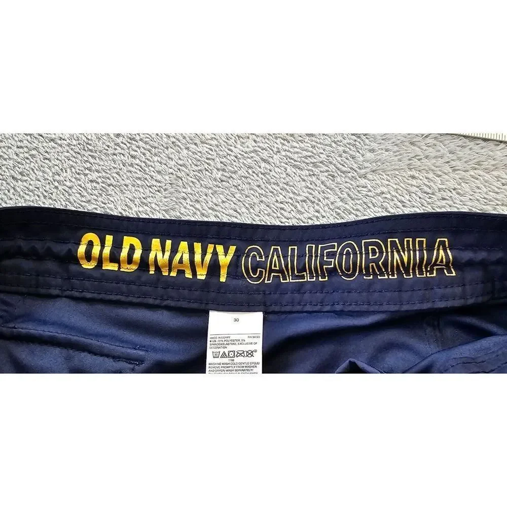 Old Navy Board Shorts Mens Size‎ 30 Blue Yellow White Striped Swim Front Tie